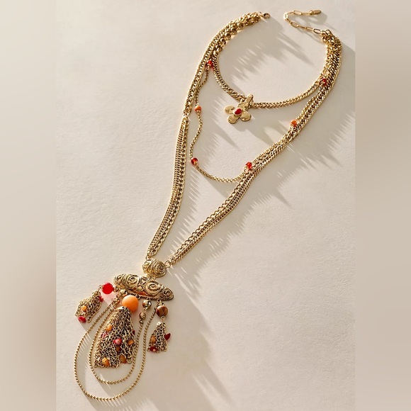 FREE PEOPLE Catriona Layer Necklace NWT Gold - Picture 2 of 4
